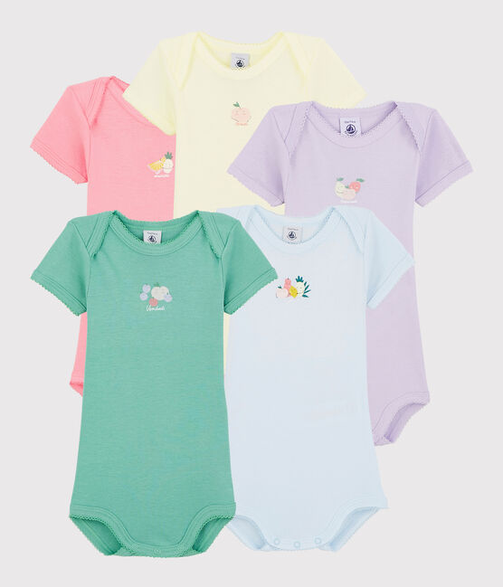 Baby Girls' Short-Sleeved Fruit Pattern Bodysuit - 5-Pack variante 1