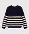 Women's Stripy Cotton Irish Pullover SMOKING blue/AVALANCHE