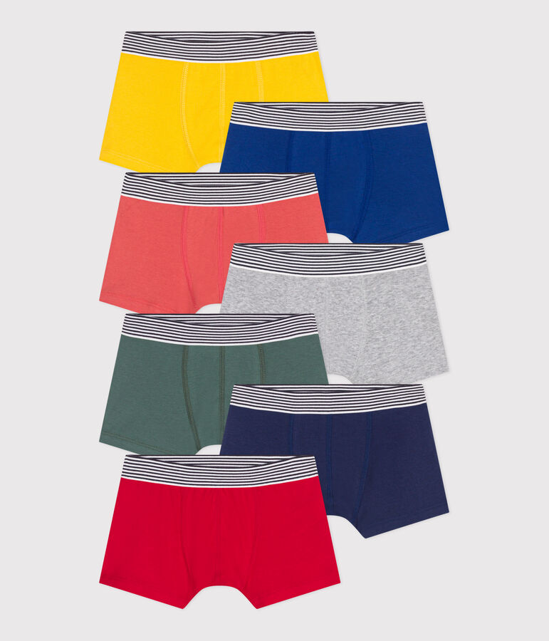 Children's plain cotton boxers - 7-pack multicolor
