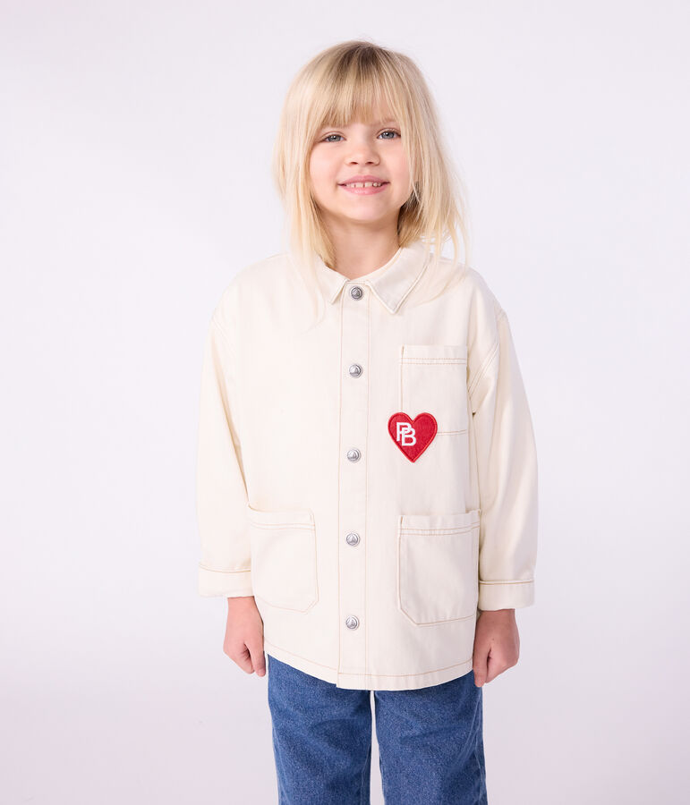 Children's plain denim jacket Ecru