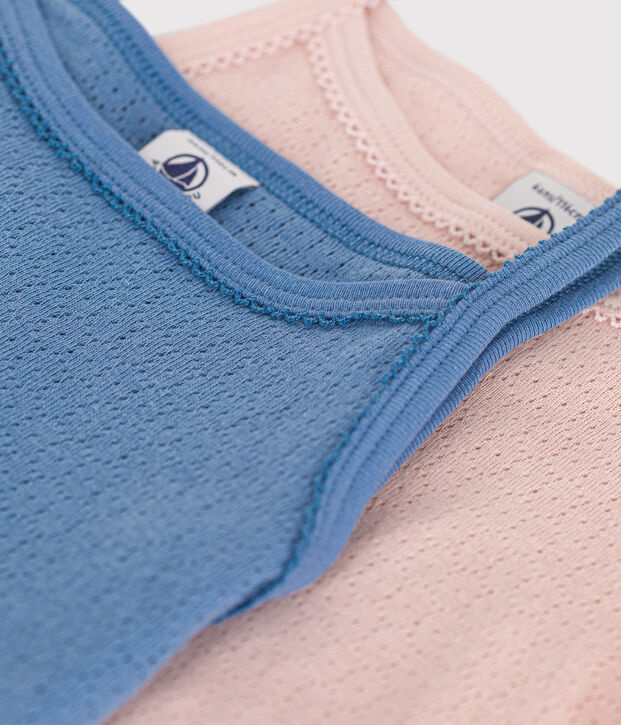 Children's openwork cotton tank tops with fine straps - 2-pack multicolor