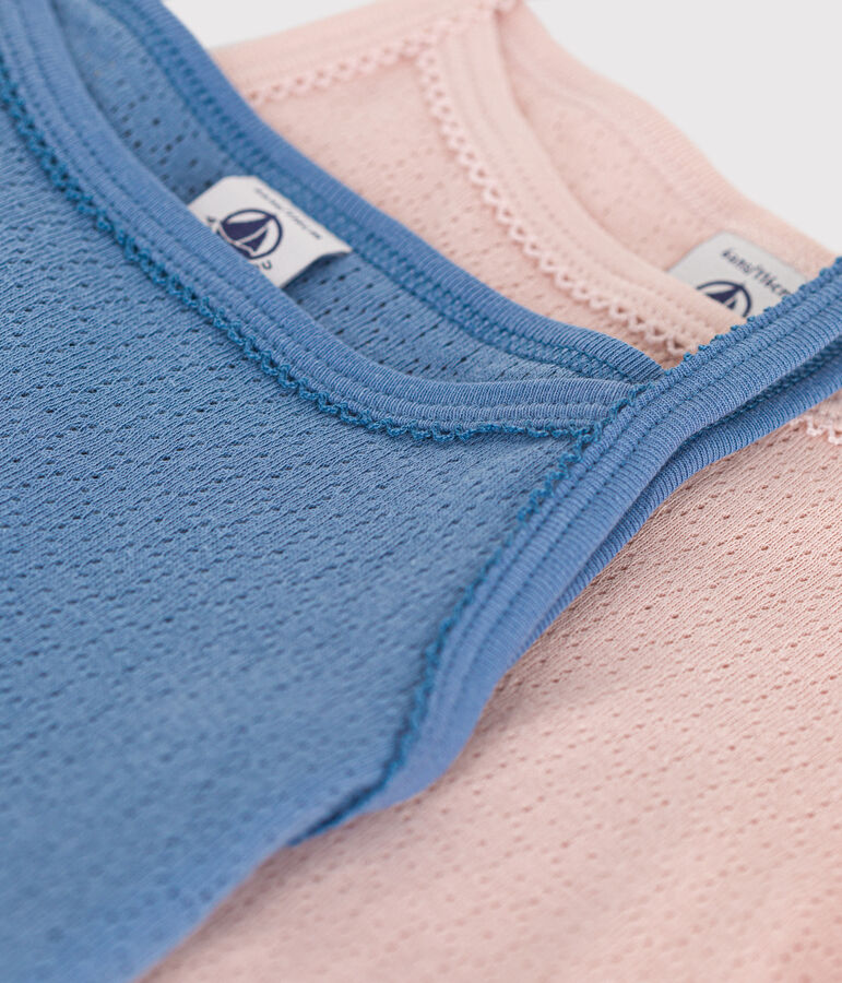 Children's openwork cotton tank tops with fine straps - 2-pack multicolor