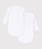 Babies' long-sleeved plain cotton wrapover bodysuits - 2-Pack multicolor