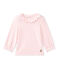 Baby girls' striped T-shirt MARSHMALLOW white/PETAL pink