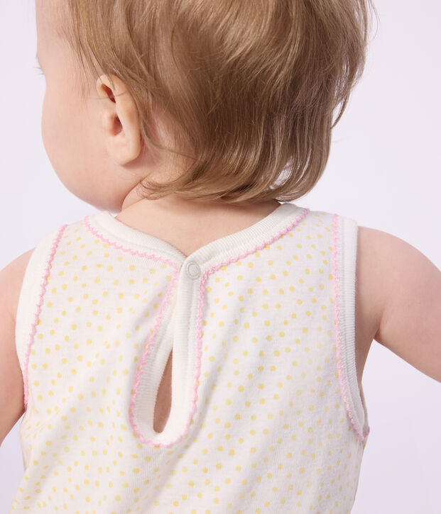 Babies' sleeveless short cotton jumpsuit yellow/yellow