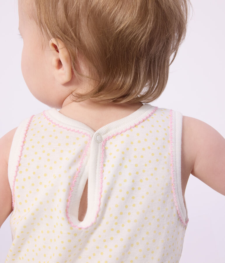 Babies' sleeveless short cotton jumpsuit yellow/yellow