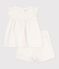 Babies' 2-piece outfit in broderie anglaise, hearts design white