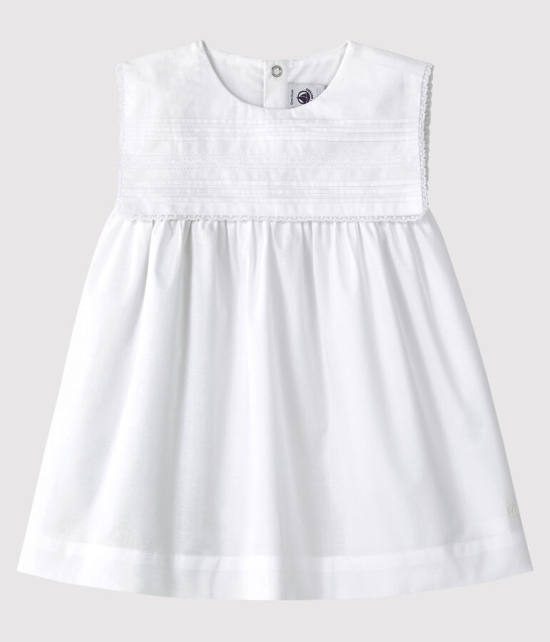 Baby Girls' Sleeveless Poplin Formal Dress ECUME white