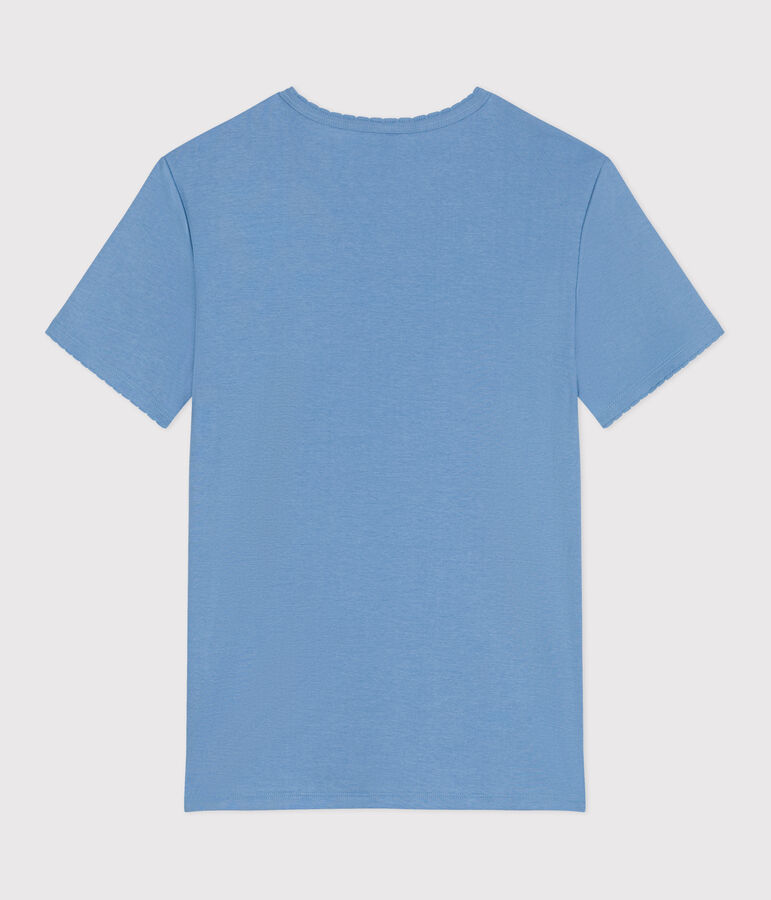 Women's Iconic Cocotte stitch cotton T-Shirt ALASKA blue