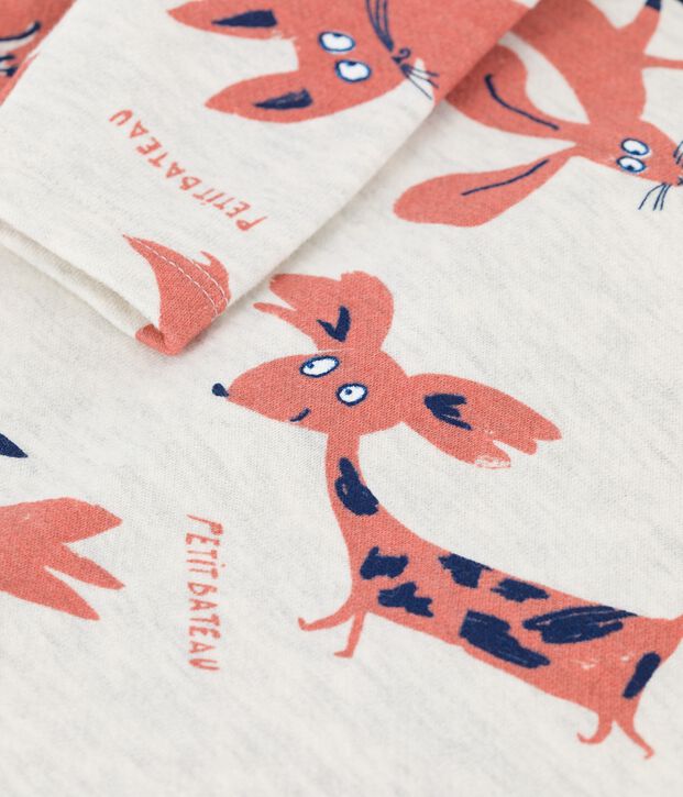 Babies' Fleece Animal Print Playsuit beige/multicolor