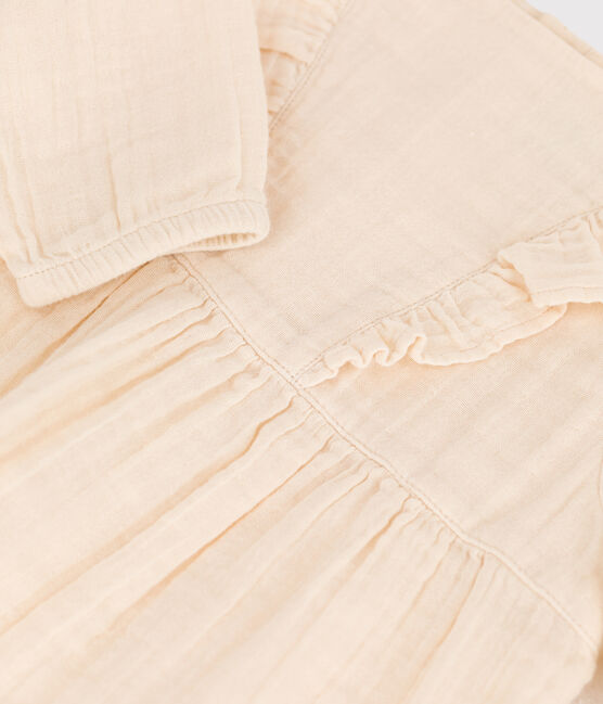 Babies' Long-Sleeved Cotton Gauze Dress AVALANCHE Ecru