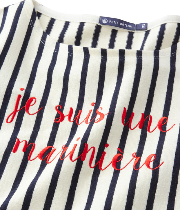 Marini&egrave;re femme courte brod&eacute;e white/blue