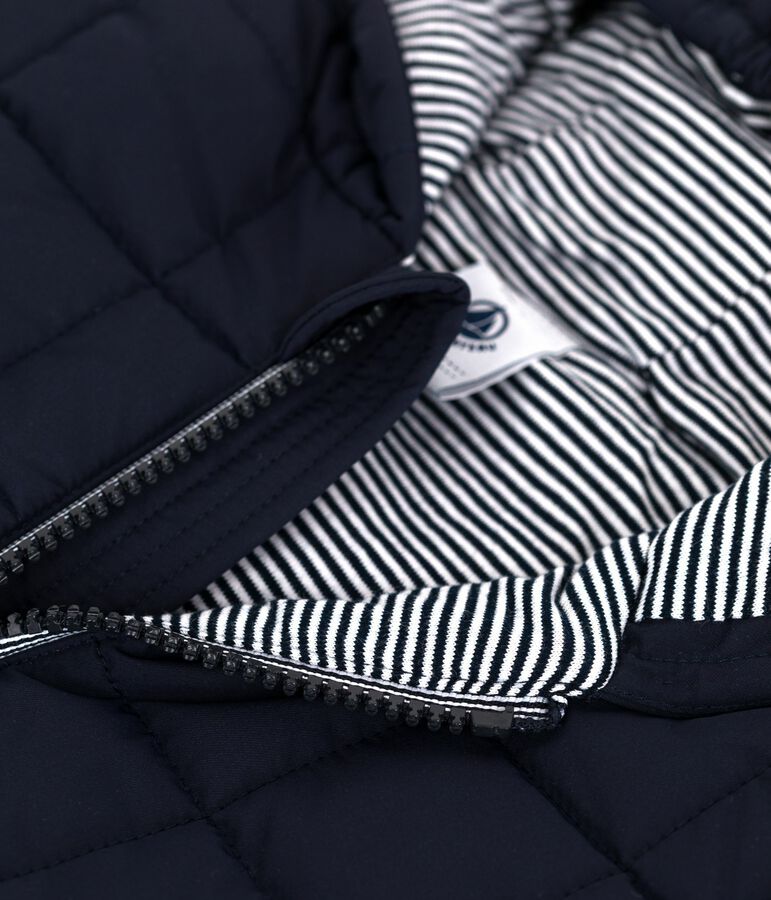 Babies' puffer jacket in plain polyester blue