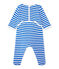 Baby boy's striped sleepsuit PERSE blue/ECUME white
