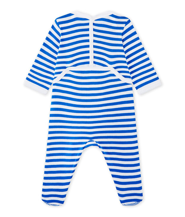 Baby boy's striped sleepsuit blue/white