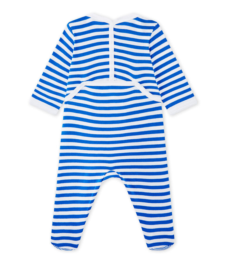 Baby boy's striped sleepsuit blue/white