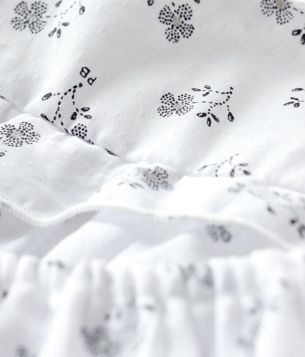 Baby girl's flower print dress with bloomers in poplin white/multicolor