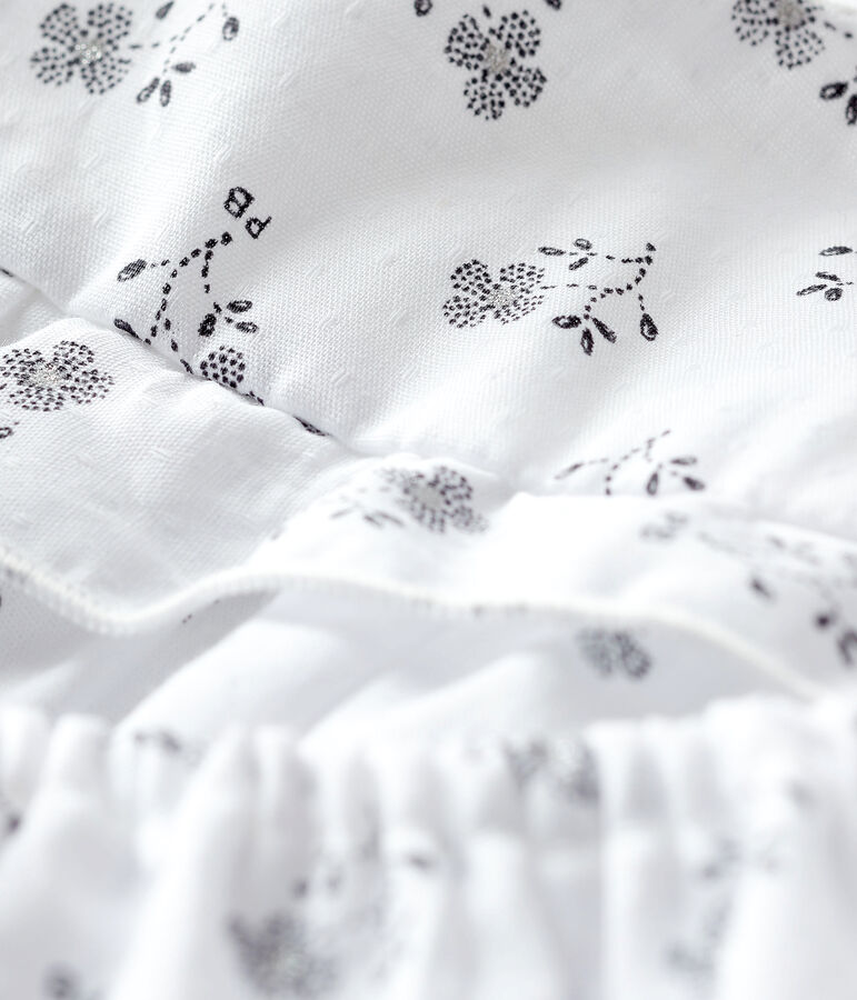 Baby girl's flower print dress with bloomers in poplin white/multicolor