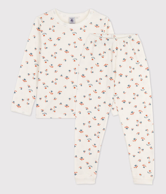 Girls' Floral Tube Knit Pyjamas MARSHMALLOW white/MULTICO white
