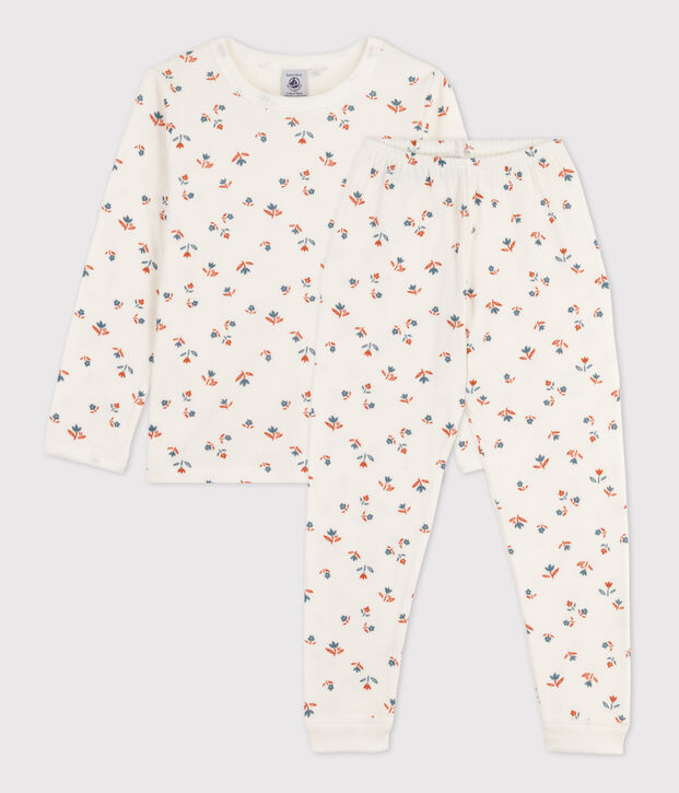 Girls' Floral Tube Knit Pyjamas white/multicolor