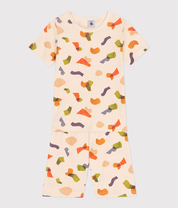 Children's Short Cotton Print Pyjamas Ecru/multicolor