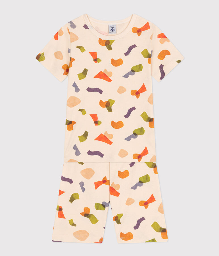 Children's Short Cotton Print Pyjamas Ecru/multicolor
