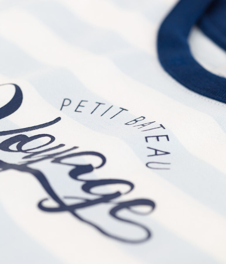 Boys' Short-Sleeved Cotton T-Shirt blue/white