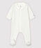 Babies' Starry Footless Organic Cotton Sleepsuit with Collar MARSHMALLOW white/TEMPETE grey