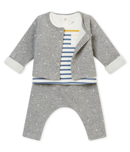 Baby boy's 3 piece jacquard tubic set SUBWAY grey/MULTICO white