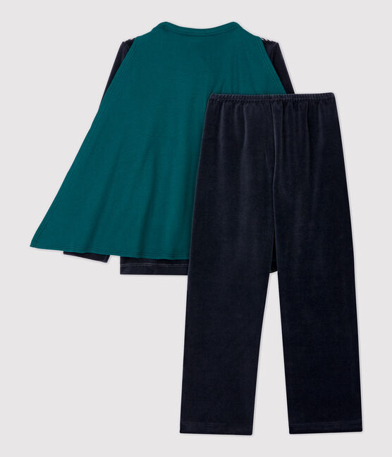 Boys' Knight Velour Pyjamas SMOKING blue/MULTICO white