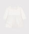 Babies' dress in tube knit and tulle MARSHMALLOW white/ARGENT grey