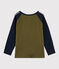 Boys' Silkscreen Print T-shirt MILITARY green/SMOKING blue