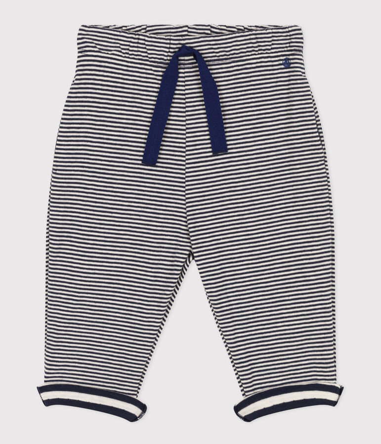 Babies' Pinstriped Tube Knit Trousers blue/ecru