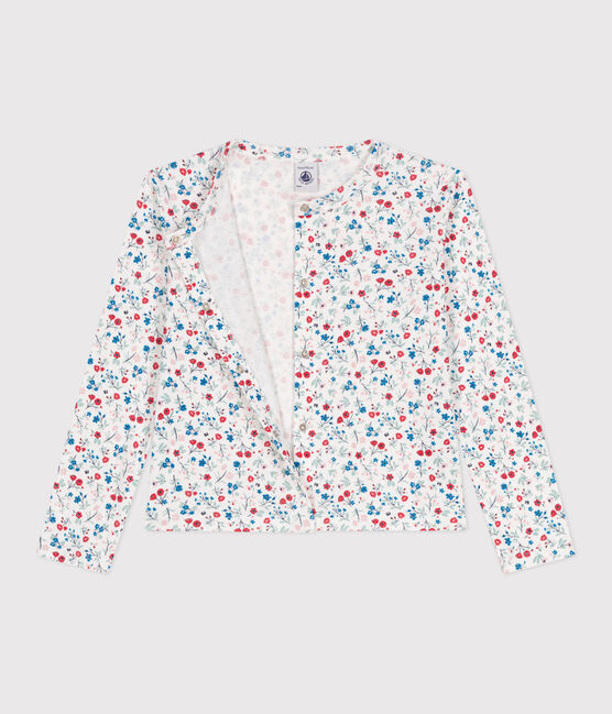 Children's floral cotton cardigan MARSHMALLOW white/MULTICO white