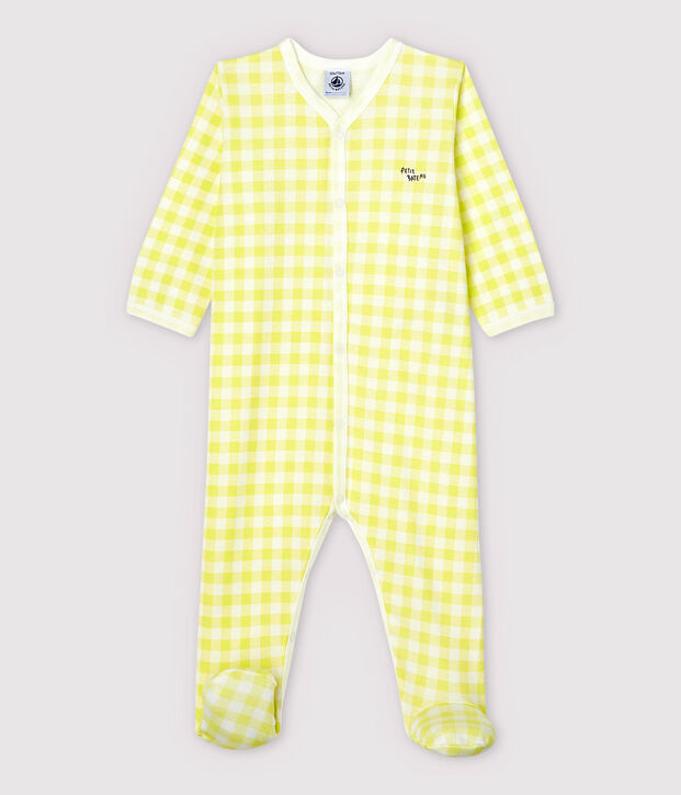 Baby Girls' Yellow Gingham Cotton Sleepsuit white/yellow