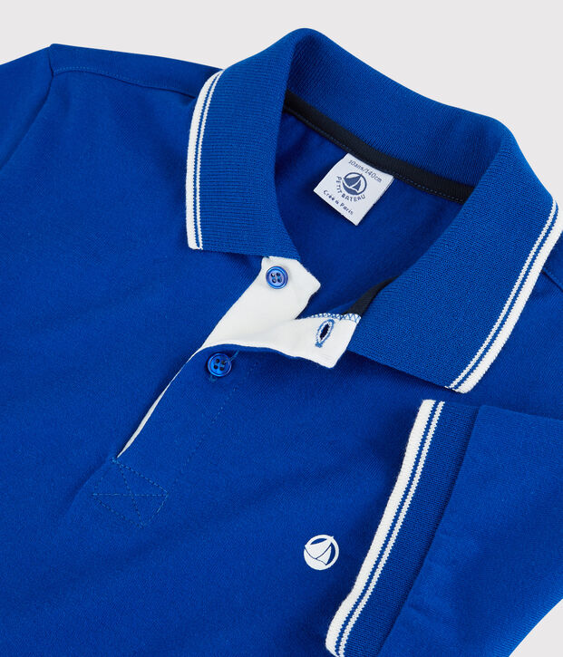 Boys' Short-Sleeved Jersey Polo Shirt blue