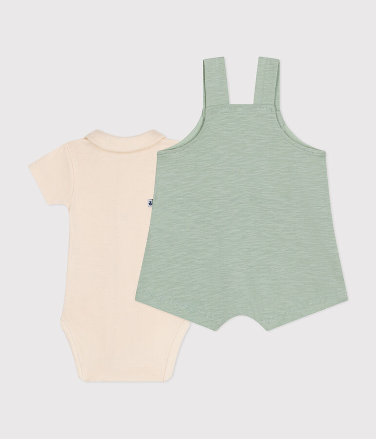 Babies' Slub Jersey Dungaree Set green