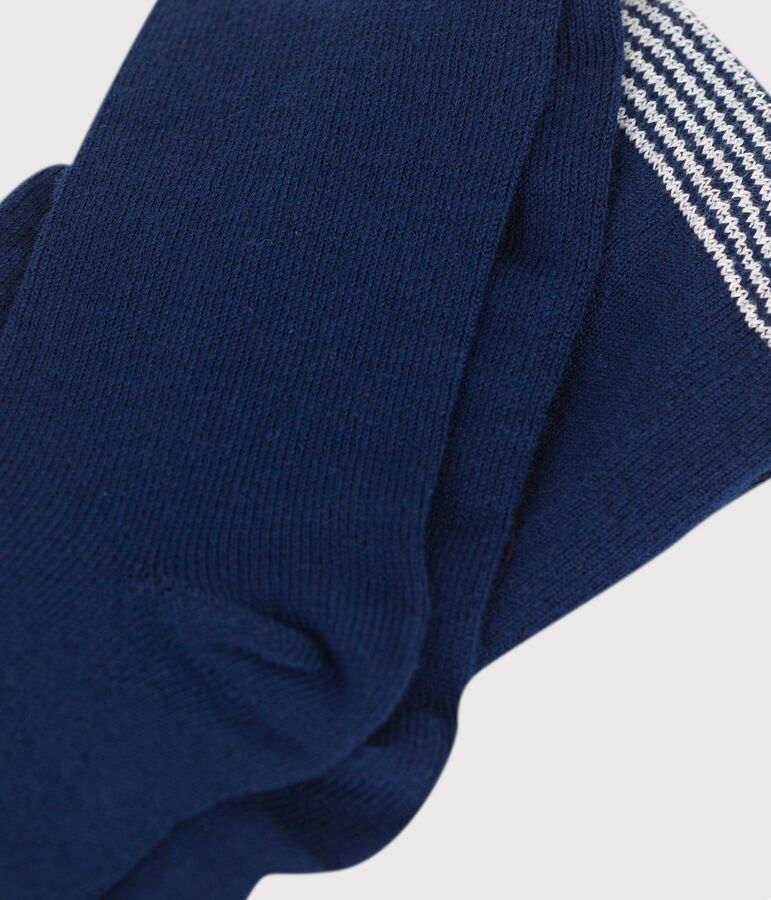 Babies' plain cotton jersey tights blue