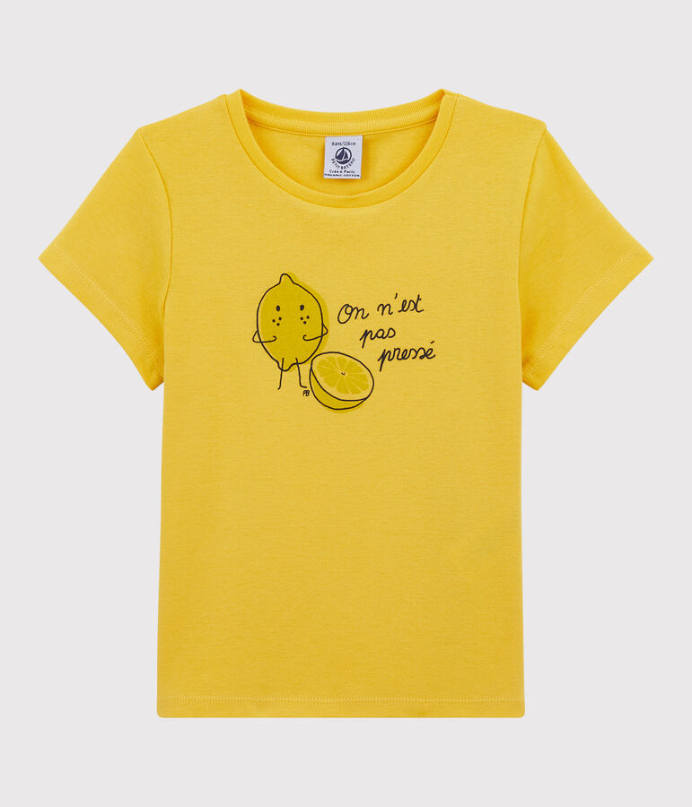 Girls' Short-Sleeved Cotton T-Shirt yellow