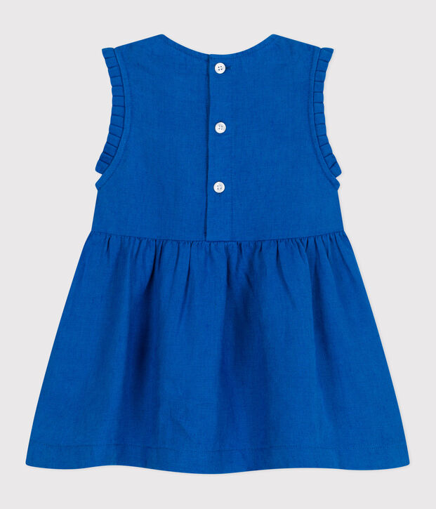 Babies' sleeveless linen dress blue