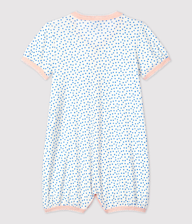 Babies' Spotted Organic Cotton Playsuit white/blue