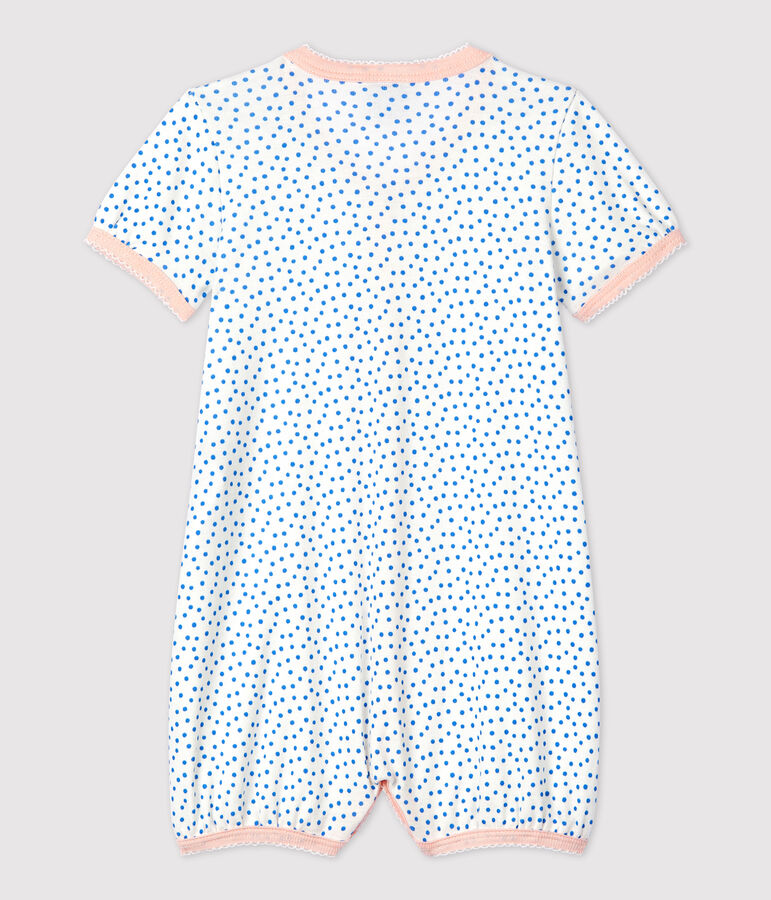 Babies' Spotted Organic Cotton Playsuit white/blue