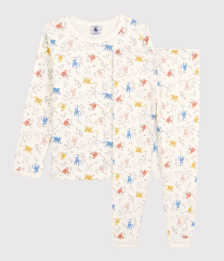 Unisex Multicoloured Monkey Print Organic Cotton Pyjamas white/multicolor