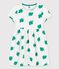 Girls' Short-Sleeved Fleece Dress MARSHMALLOW white/GAZON green