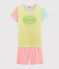 Girls' Ribbed Short Multicolour Striped Pyjamas SUNNY yellow/MULTICO white