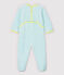 Babies' Blue Striped Velour Sleepsuit MARSHMALLOW white/TIKI blue