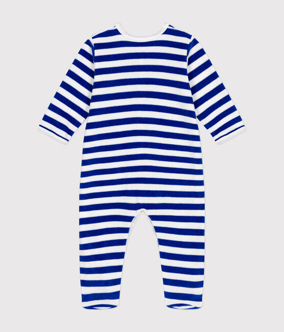 Babies' velour Christmas pyjamas CALVIN blue/MARSHMALLOW