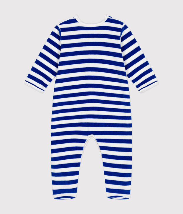 Babies' velour Christmas pyjamas blue/white