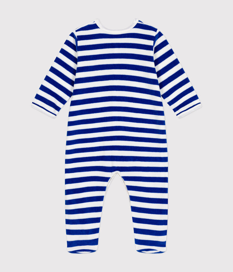 Babies' velour Christmas pyjamas blue/white