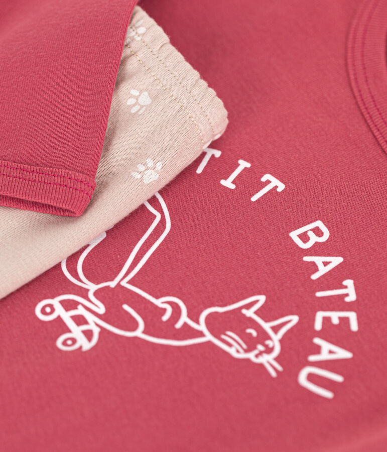 Boys' long-sleeved cotton pyjamas pink/multicolor